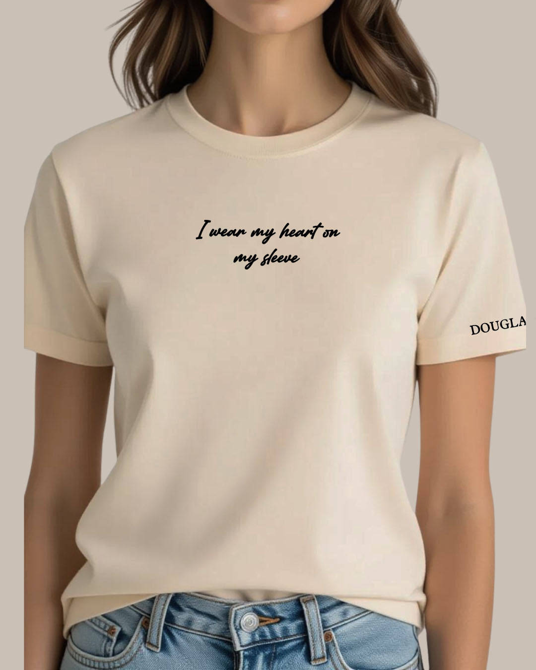 I Wear My Heart on My Sleeve T-Shirt Beige