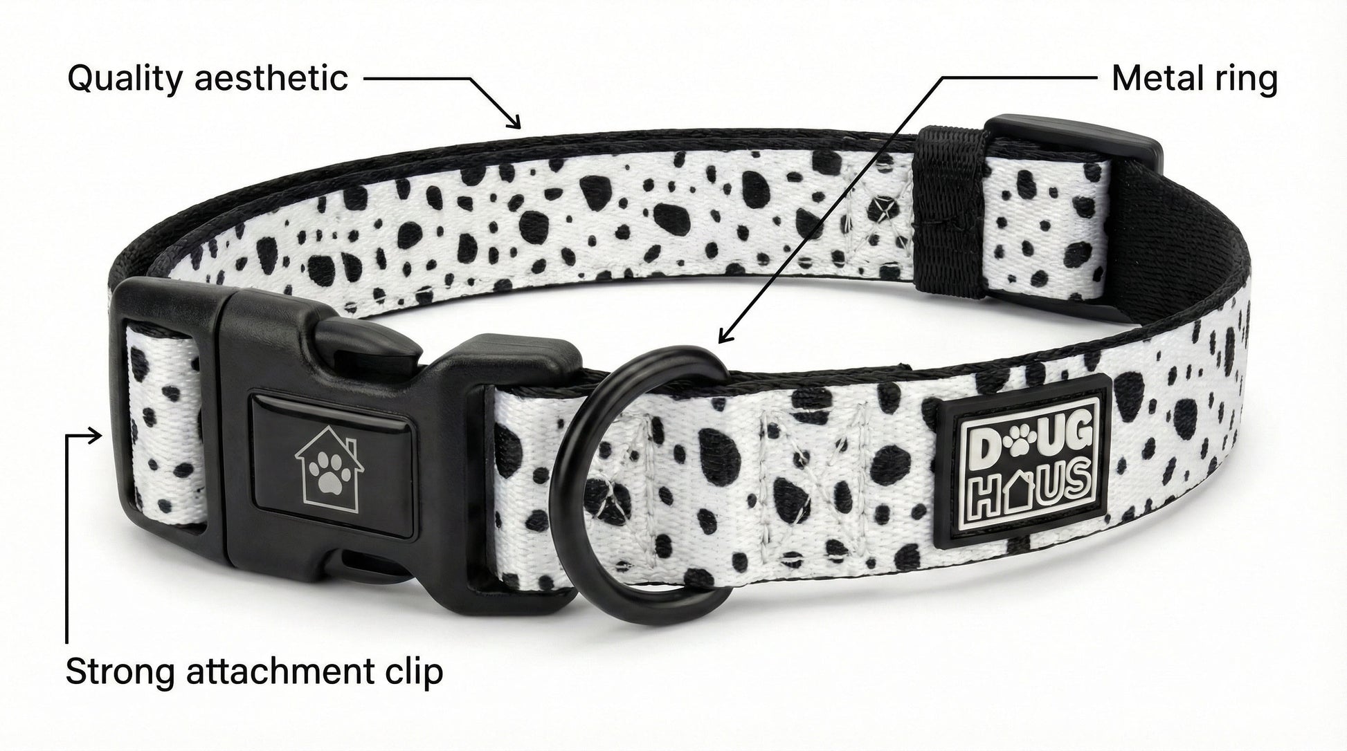 Stylish neutral dog collar with metal buckle