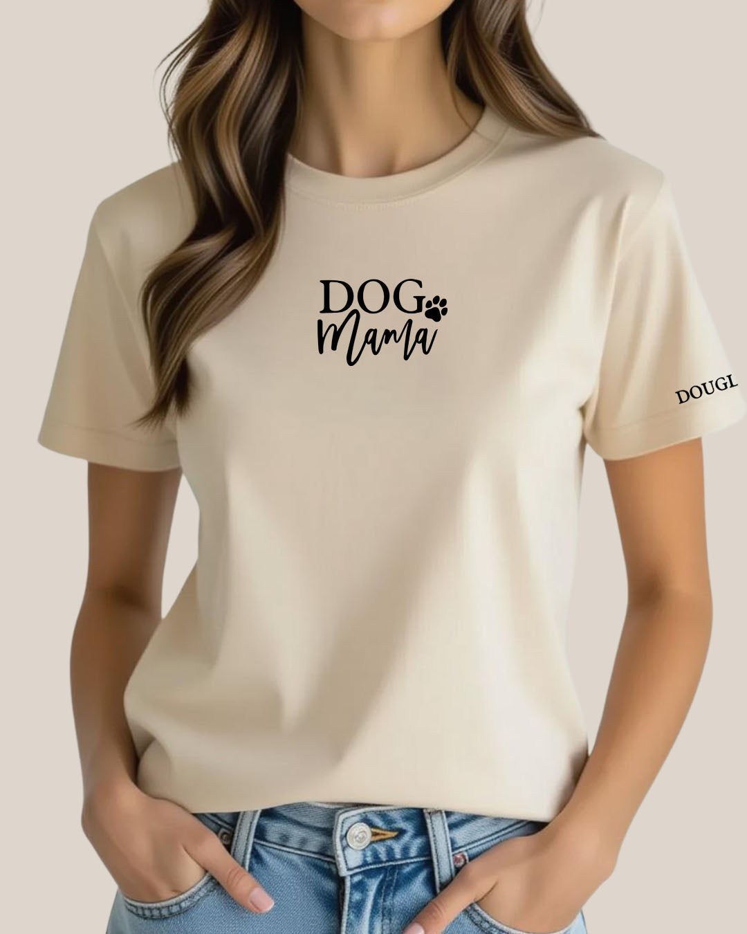 Dog Mama T-Shirt Beige