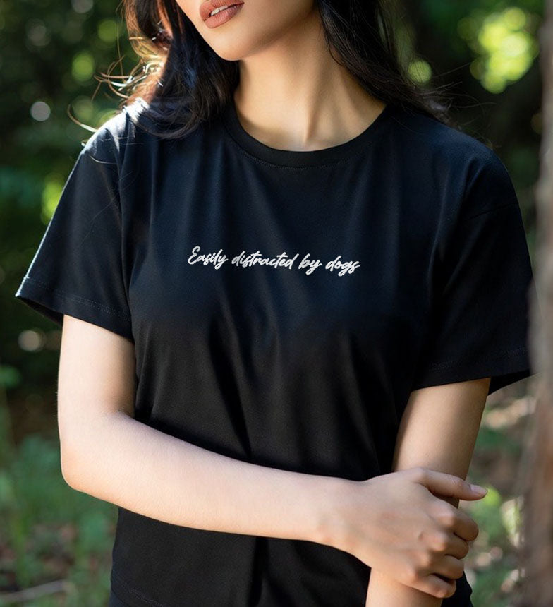 Easily Distracted By Dogs T-Shirt Black