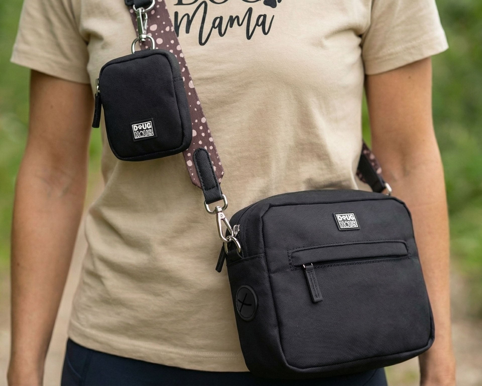 Premium neutral dog walking bag with treat pouch by Doug Haus
