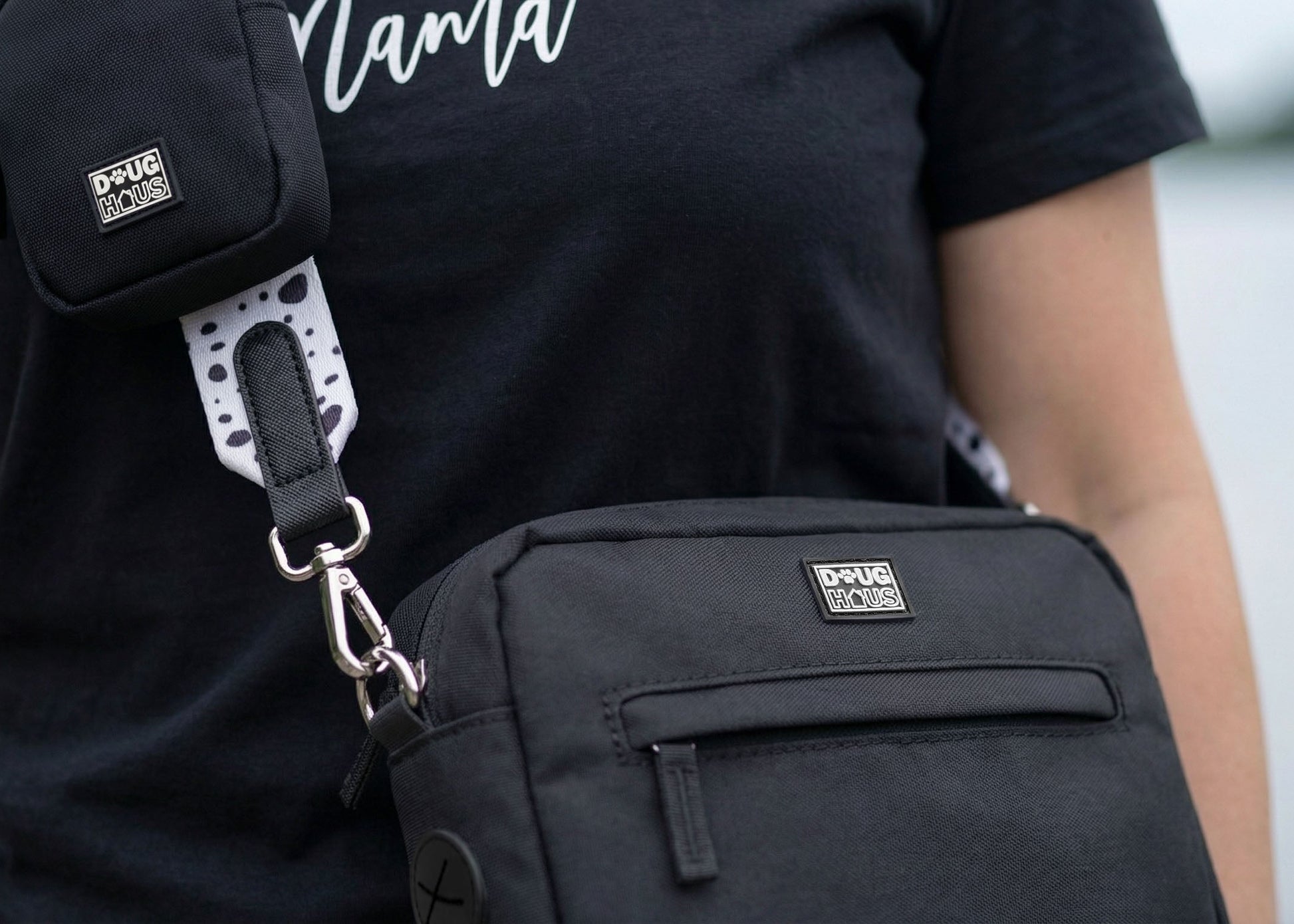 Crossbody dog walking bag with storage compartments